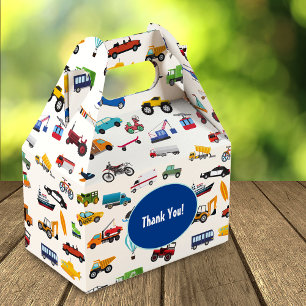 Little Boy Cars Vehicle Pattern Kid Birthday Party Favour Box