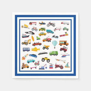 Little Boy Cars Vehicle Pattern Kid Birthday Party Napkin