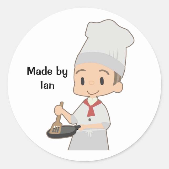 Little Boy Chef Christmas Classic Round Sticker (Front)