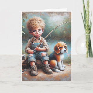 Little Boy Fishing Birthday Card