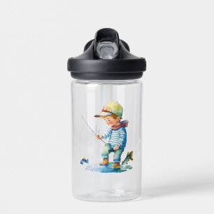 Little Boy Fishing Illustration Personalised  Water Bottle