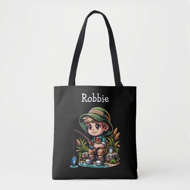 Little Boy Fishing Personalised Tote Bag (Front)