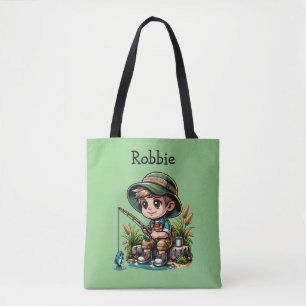 Little Boy Fishing Personalised Tote Bag