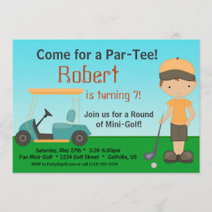 Little Boy Golfer Birthday Party Invitation