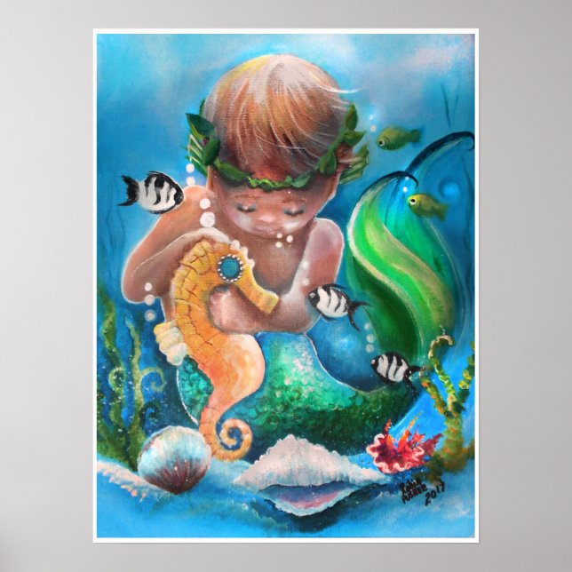 Little Boy Merm and his sea horse Poster (Front)