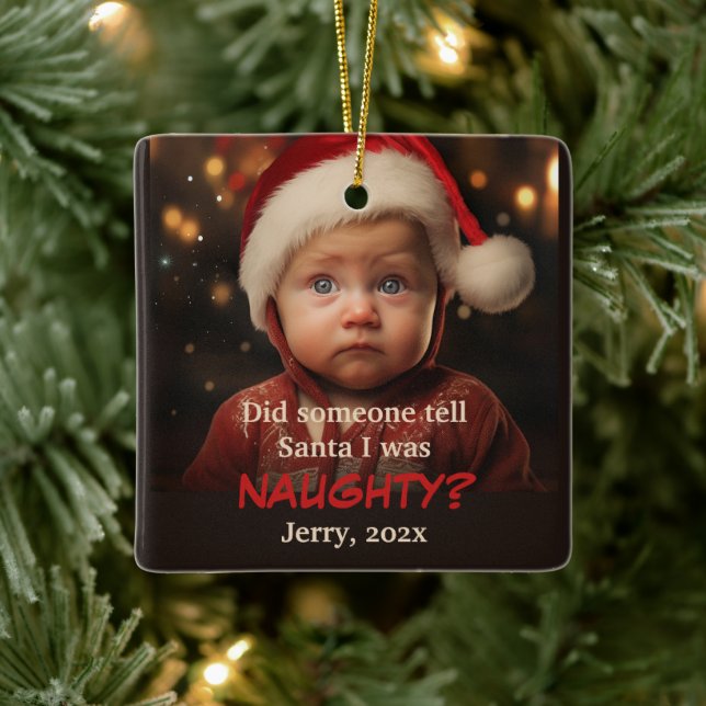 Little Boy Naughty List Fun Christmas Ornament (Tree)