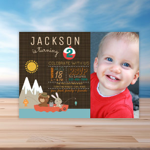 Little Boy Photo Fishing Birthday Party Invitation