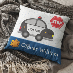 Little Boy Police Officer and Car Cushion