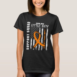 Little Boy Son Leukemia Awareness American Flag Fa T-Shirt