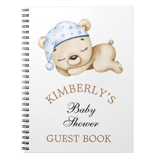  Little Boy Teddy Bear Baby Shower Personalised Notebook (Front)