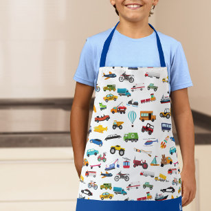 Little Boy Things That Move Vehicle Cars Kid Apron