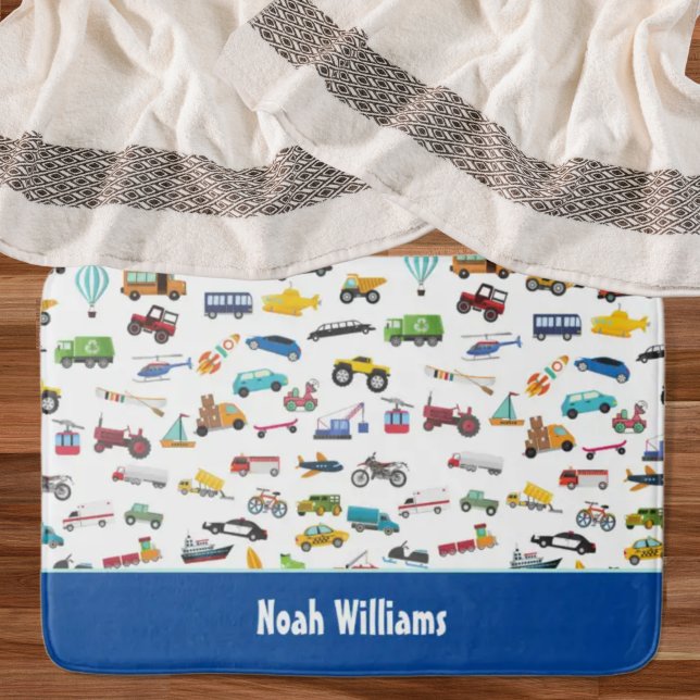 Little Boy Things That Move Vehicle Cars Kid Bath Mat (Creator Uploaded)