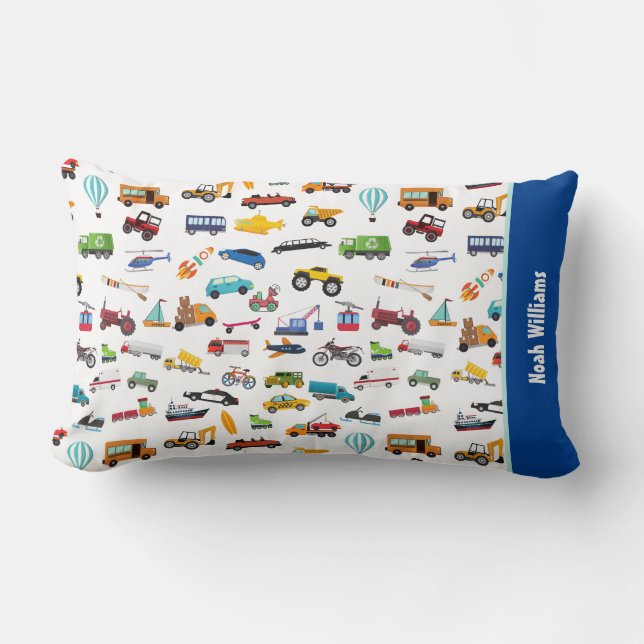 Little Boy Things That Move Vehicle Cars Kid Lumbar Cushion (Front)