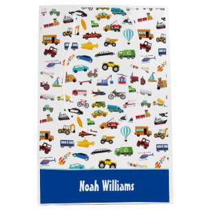 Little Boy Things That Move Vehicle Cars Kid Medium Gift Bag