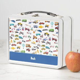 Little Boy Things That Move Vehicle Cars Kid Metal Lunch Box