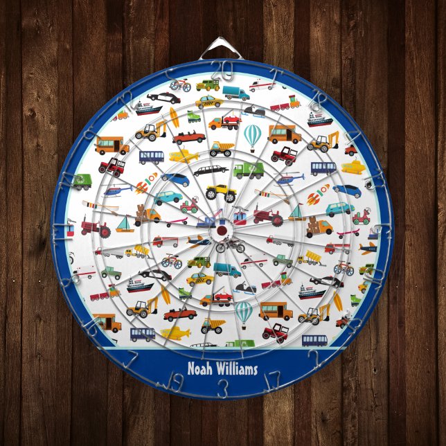 Little Boy Things That Move Vehicle Cars Kid Name Dartboard (Creator Uploaded)