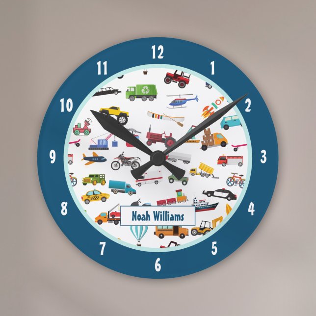 Little Boy Things That Move Vehicle Cars Kid Round Clock (Creator Uploaded)