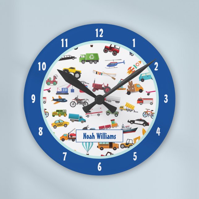Little Boy Things That Move Vehicle Cars Kid Round Clock (Creator Uploaded)