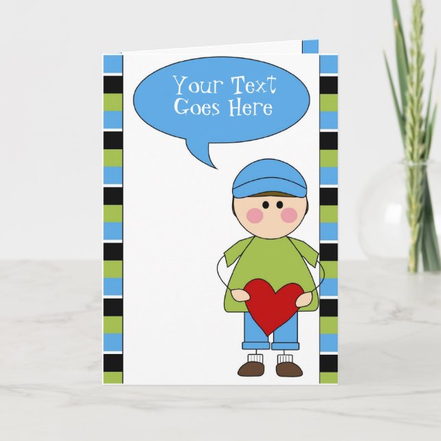 little boy with a heart holiday card (Front)