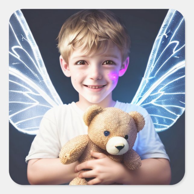Little Boy with Fairy Wings  Square Sticker (Front)