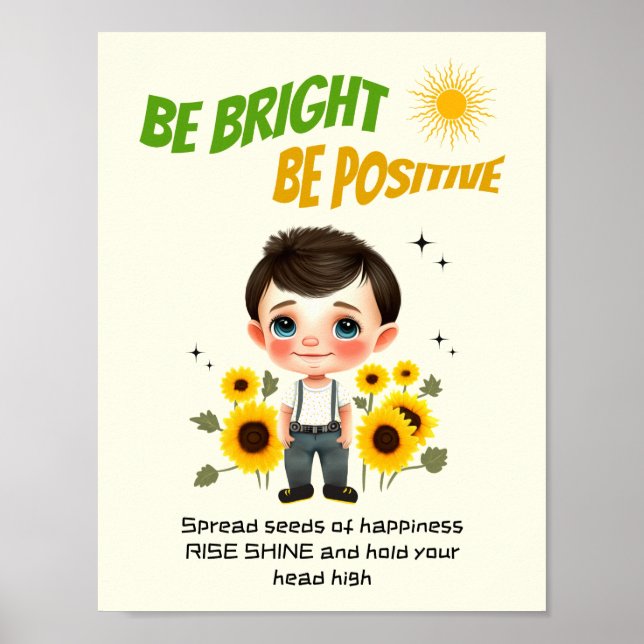 Little boy with sunflowers poster (Front)