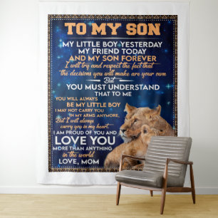Little Boy Yesterday Friend Today-Lion Mum To Son Tapestry