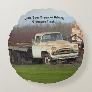 Little Boys Dreaming of Driving GPA's Truck Pillow
