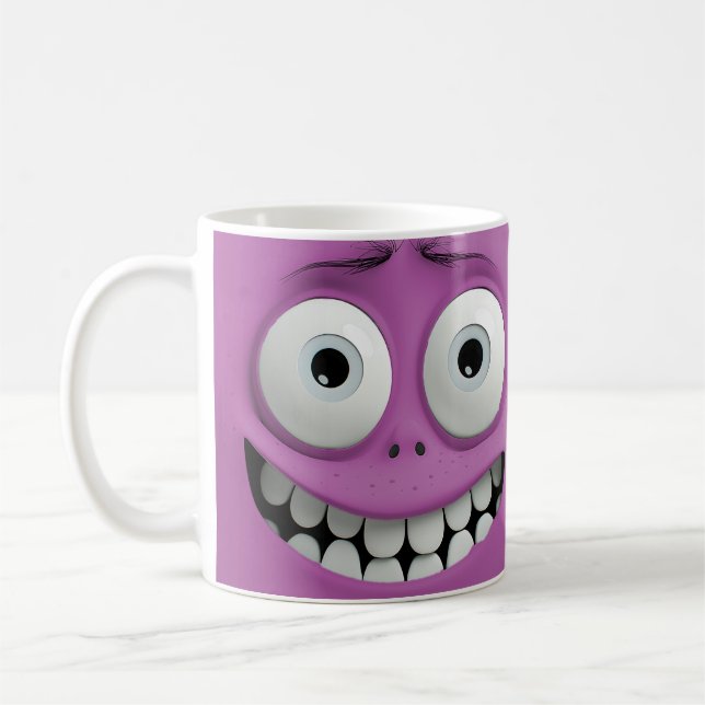 Little Boy's Funny Face | Purple Background Coffee Mug (Left)