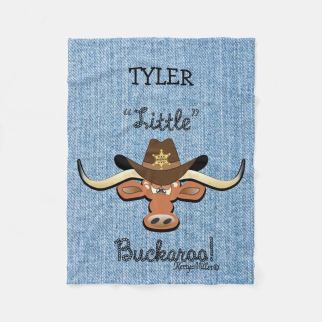 Little Boy's Longhorn Steer Fleece Blanket (Front)
