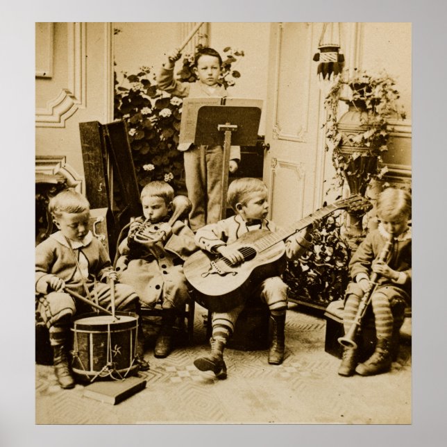Little Boys Orchestra - Vintage Stereoview Poster (Front)