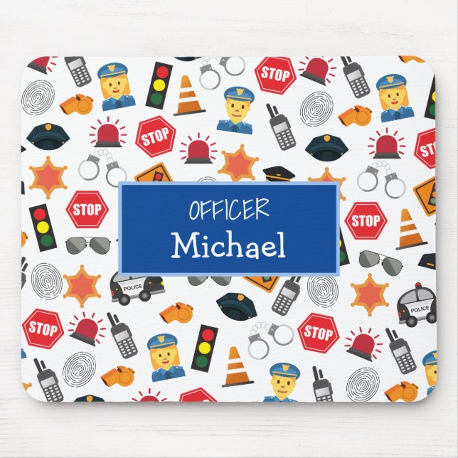 Little Boys Police Officer Pattern Kids Mouse Pad (Front)