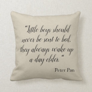 Little boys should never go to bed quote cushion
