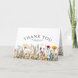 Little Bright Wildflower Flower Baby Shower Thank You Card