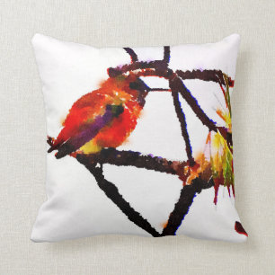 Little Bronze, gold, red and purple hummingbird Cushion