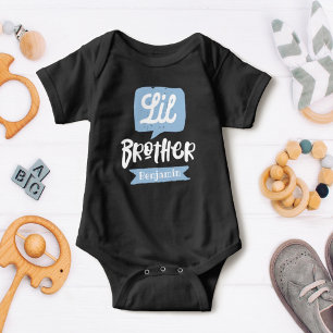 Little Brother Baby Announcement Name & Monogram Baby Bodysuit