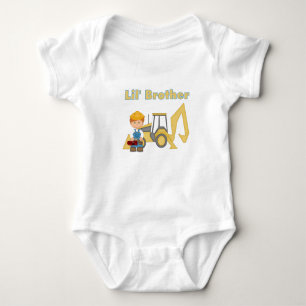 Little Brother Backhoe Baby Bodysuit