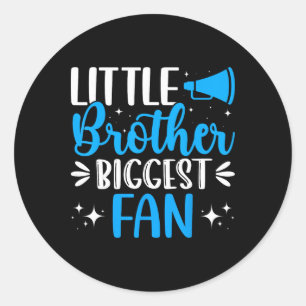 Little Brother Bigest Fan - Funny Cheerleading Che Classic Round Sticker