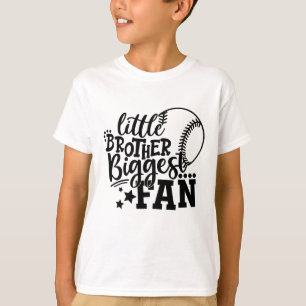Little Brother Biggest Fan Baseball T-Shirt
