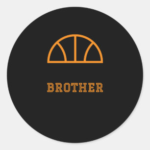 Little Brother Biggest Fan Basketball Classic Round Sticker