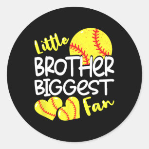 Little Brother Biggest Fan Softll, Softll Boys Classic Round Sticker