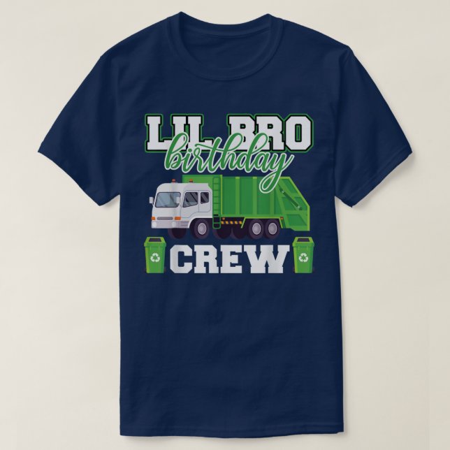 Little Brother Birthday Crew Garbage Truck Family  T-Shirt (Design Front)