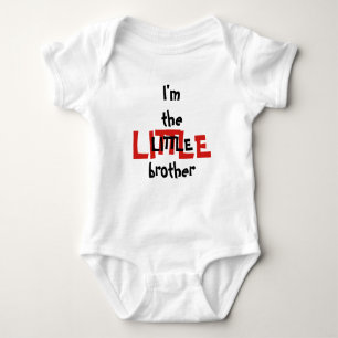 Little Brother Fun Red Black Text Baby Bodysuit