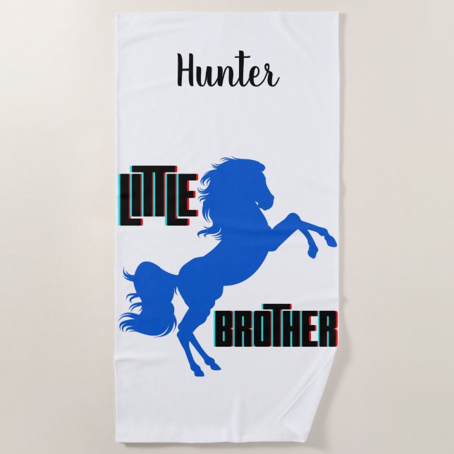 Little Brother Horse Rearing Beach Towel (Front)