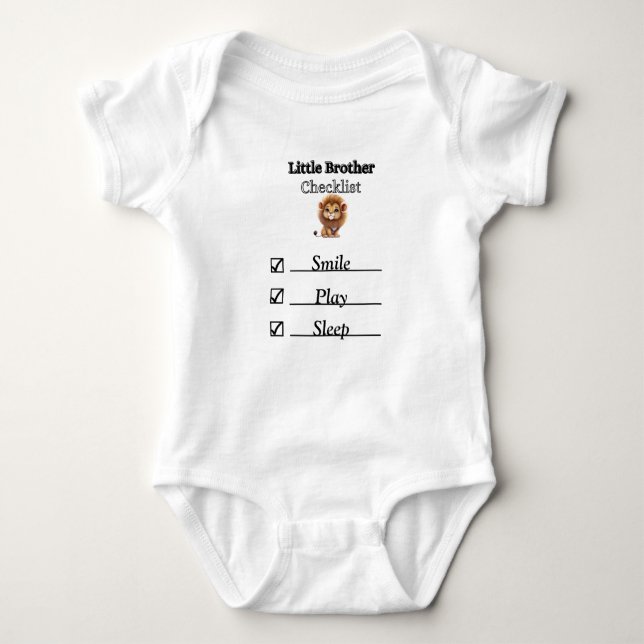 Little Brother Lion Checklist Bodysuit T-Shirt (Front)
