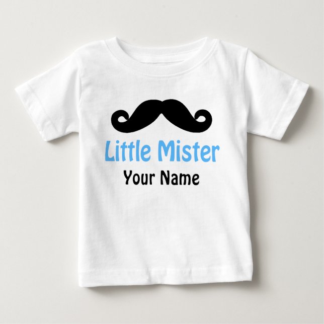 Little Brother Moustache Personalised T-shirt (Front)