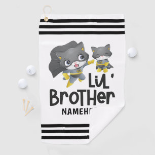 Little Brother Superhero Cat Custom Name Golf Towel