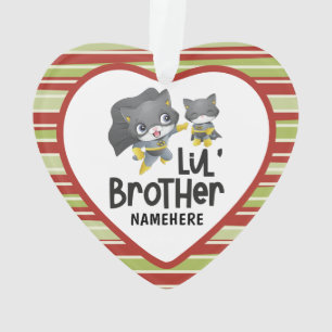 Little Brother Superhero Cat Custom Name Ornament