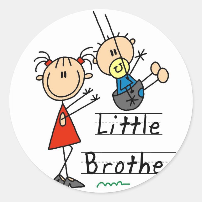 Little Brother with Big Sister Tshirts Classic Round Sticker (Front)