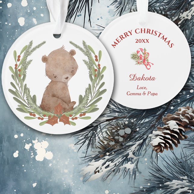 Little Brown Bear Wreath Grandchild Ornament (Creator Uploaded)