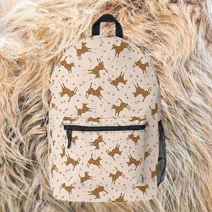 Little Brown Horses - on salmon pink. Printed Backpack